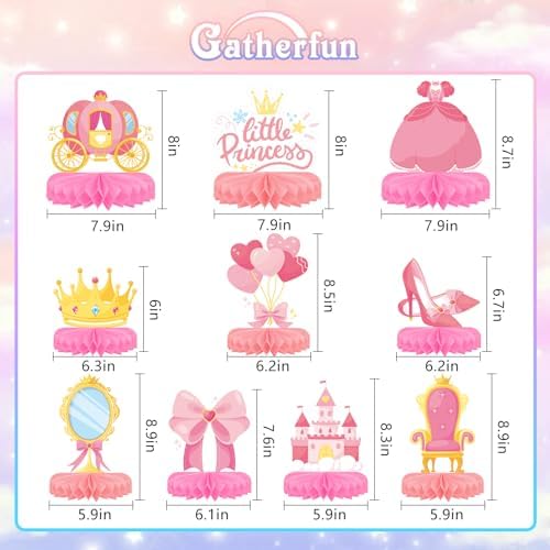 Princess Birthday Party Supplies - Princess Themed Honeycomb Centerpiece ，Table Decorations for Princess Themed Birthday Party Decorations - Image 2