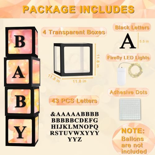 Ledido Transparent Balloon Boxes with 60 Letters Numbers Fairy Lights 4PCS - Image 3
