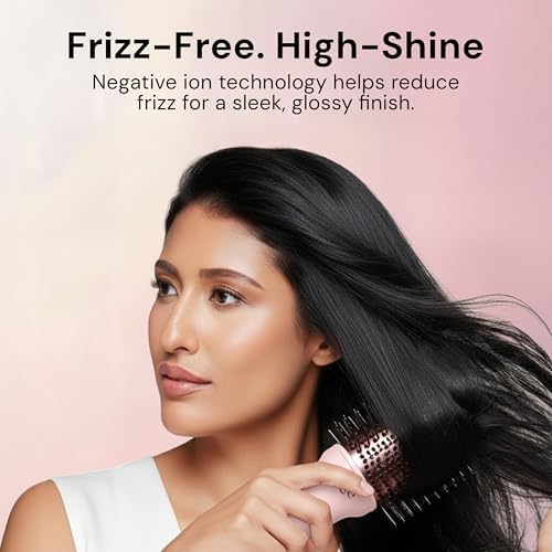 L'ANGE HAIR Le Volume 2-in-1 Titanium Blow Dryer Brush | Frizz Control Blowout Hair Dryer Brush for Drying and Styling | Volumizing Hot Air Styler for All Hairstyles | Oval Barrel | Blush - 75mm - Image 4