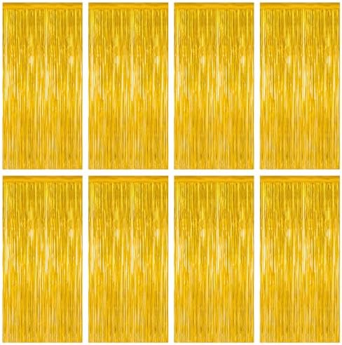 8 Pack 2026 Graduation Party Decorations, 3.28 FT x 7.05 FT Gold Backdrop, Metallic Graduation Photo Backdrop Grad Foil Curtains Party Streamer, Class of 2026 Decorations Grad Decor by ZATAYE