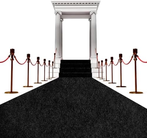 Extra Thick Black Carpet Runner 3 x 20Ft, Non-Slip TPR Rubber Backing, 450 GSM Heavy-Duty Aisle Runner Black Runner Rug for Wedding Ceremony, Hollywood Party, Graduation & Award Events by AEHISDHIE