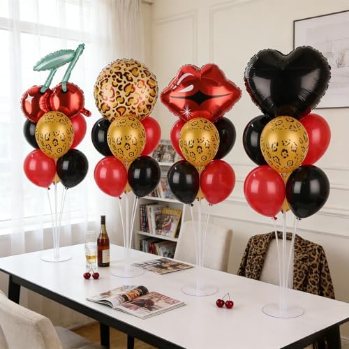 Naozinebi 4 Sets Leopard Birthday Party Balloons Stand Kit Party Decor - Image 4