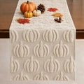 Fall Table Runner 13x48 Inch Soft Plush Faux Fur Jacquard Beige Pumpkin Table Runner, Seasonal Autumn Kitchen Dining Table Decoration for Home Party Decor ZR009A48 by Unknown