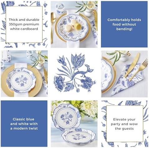 Kate Aspen Blue Willow Paper Plate and Napkin Set - Elegant Disposable Plates for Weddings, Something Blue Before I Do Bridal Shower Decorations, Baby Shower Plates, Tea Party Supplies - 62 Piece - Image 5