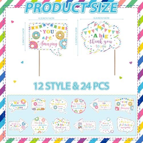 24pcs Customer Service Week Appreciation Decor Photo Prop, Donut - Image 2