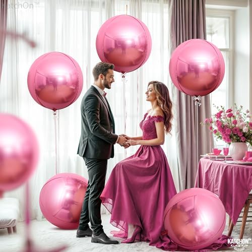 KatchOn Pink Balloons - 22 Inch, Pack of 6, Pink Mylar Balloons - Image 5