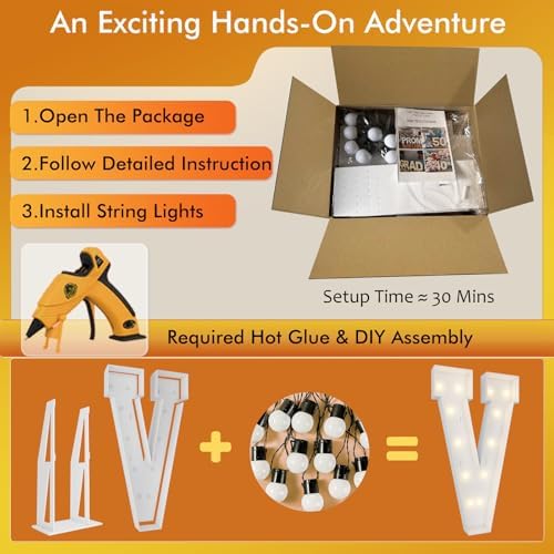4FT Marquee Letters, Large Light Up Letters V for XV Birthday Party Decor - Image 2