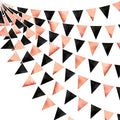Black Rose Gold Party Decorations Triangle Pennant Banner Flag Rose Gold Black Metallic Fabric Bunting Garland for Graduation Birthday Wedding Engagement Bachelorette Celebration Hen Party Supplies by pinkblume