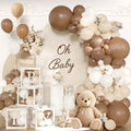 140Pcs Coffee Brown Baby Shower Decorations - Neutral Balloon Arch Garland Kit with 4 Baby Boxes - Mocha Beige Sand Nude Balloons for Teddy Bear Theme, A Baby Is Brewing, Gender Reveal Party by jenmir
