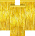 3 Pack 3.28ft x 6.56ft Gold Metallic Tinsel Foil Fringe Curtains, Photo Booth Backdrop Party Decorations for Birthday Wedding Baby Shower Graduation Bachelorette New Years by Unknown