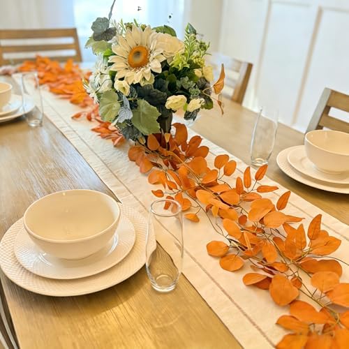 CQURE 12 Pack 84Ft Eucalyptus Garland,Artificial Eucalyptus Willow Leaves Table Greenery Garland Wreath Vines for Wedding Party Table Fireplace Bedroom Wall Room Decor - Image 3