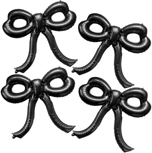 4 Pcs Bow Birthday Decorations Black Bow Balloons Bow Party Decorations Giant Foil Balloon for Girl Women Baby Shower Bridal Engagement Wedding Decor Bachelorette Party Supplies by Unknown