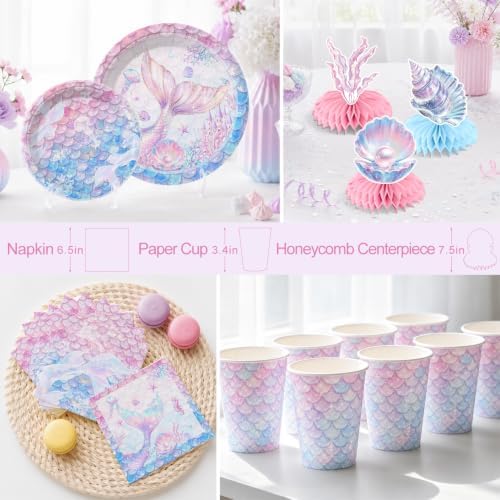 Mermaid Theme Birthday Decorations Plates and Napkins, Backdrop for Party - Image 5