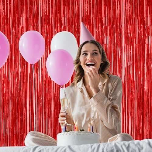 ZATAYE 8 Pack Red Valentines Christmas Foil Curtain Streamer Decorations - Image 6