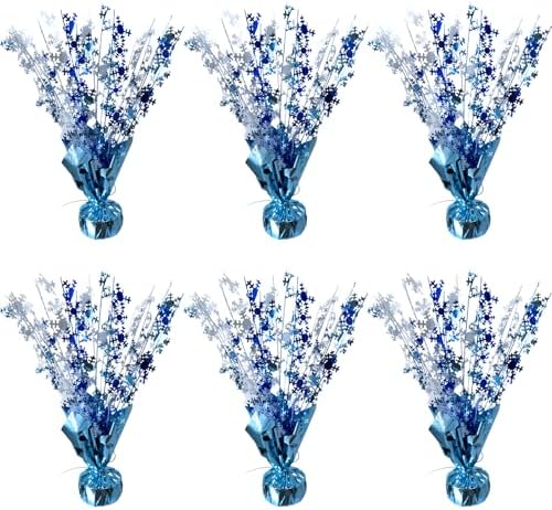 FUBININA 6 Pack Winter Wonderland Snowflake Table Decoration Metallic Blue White Glitter Foil Spray Tabletop Centerpieces for Winter Christmas Xmas Frozen Birthday Wedding Baby Party Supplies Decor by FUBININA