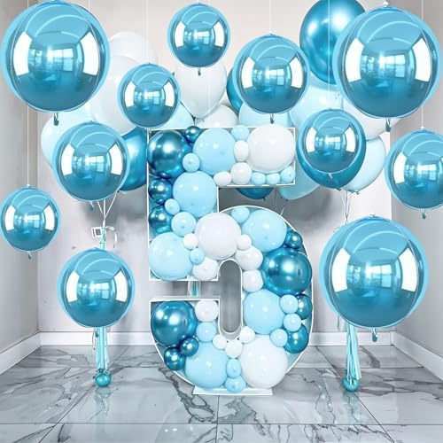 12PCS Light Blue Round Foil Balloons 22" 15" 10" Metallic Blue Balloons - Image 6
