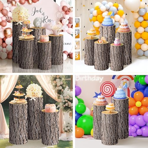 SaitiMade Set of 3 - Wood Cylinder Pedestal Stand Covers - Image 6