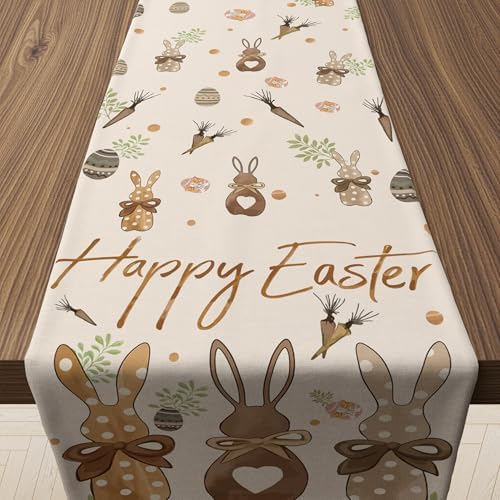 OHOME Easter Decorations - Bunny Egg Table Runner | Easter Party Decorations Favors Supplies for Table Decor Backdrop Banner Indoor Outdoor Home by OHOME