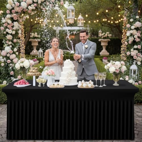 Smiry 2 Pack Spandex Elastic Fitted Table Cloth Skirt for 6FT Table - Image 6