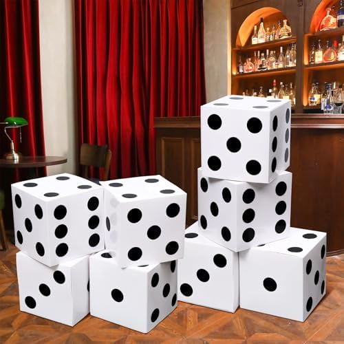 Ctosree 12 Pcs Large Casino Dice Box Casino Party Decor, White - Image 6