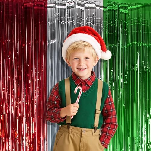 OHOME Christmas Party Decorations - Christmas Decorations | Red Green Silver Backdrop Banner for Wall Door | Xmas Birthday Party Favors Supplies Indoor Outdoor - Navidad Photo Booth Props for Home - Image 5