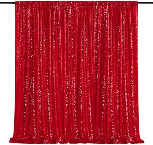 Sequin Backdrop Glitter Party Backdrop Curtain Red - 10ft x 10ft by QueenDream