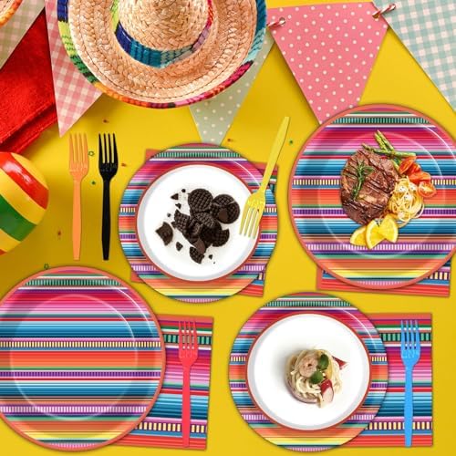 Qyeahkj 100PCS Mexican Fiesta Plates and Napkins Sets 5 Mayo Party Supplies - Image 3