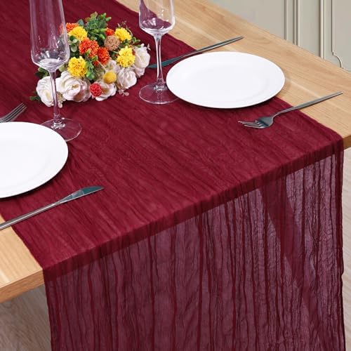 1 Pack Cheesecloth Table Runner 10Ft Christmas Gauze Boho Table Runners for Wedding Decor Bridal Shower Decorations Baby Shower Party(35" x 120") by Home