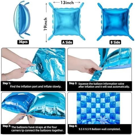 50pcs Blue Square Foil Balloons Wall Backdrop with 147pcs Blue Latex Balloon Garland Arch Kit, Double Sided Balloon Tunnel for Birthday Anniversary Graduation Baby Shower Party Decorations - Image 2