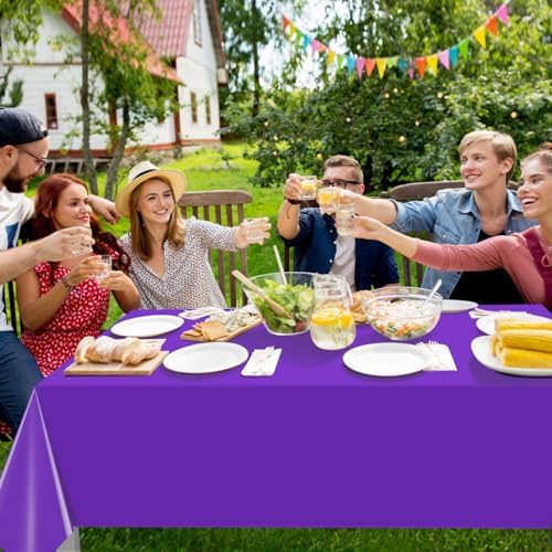 16 Pack Purple Plastic Tablecloth for Rectangle Tables, Premium Decorative Purple Disposable Table Cloths for Parties, Rectangle Party Table Cover for Birthday Anniversary Graduation, 54x108 Inch - Image 5