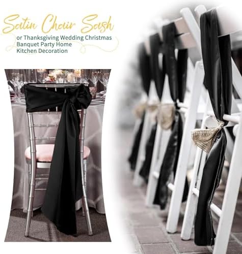 120 PCS Black Satin Chair Sashes, 7 x 108 Inch - Image 7