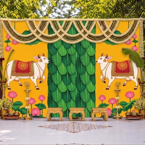 Gilprop Indian Peacock Backdrop for Pooja Decoration, 10 x 8 ft, Pichwai - Image 6