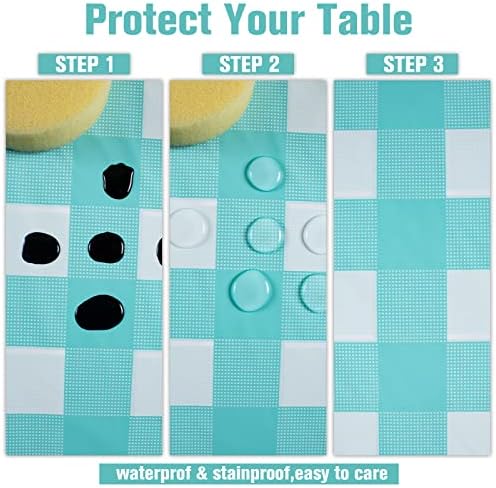 Kesfey Blue Gingham Tablecloth Picnic Party Checkered Table Cover 3 Packs - Image 3