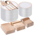 BESTVIP 600 Pcs Rose Gold Plastic Dinnerware Set for 100 Guests by Bestvip