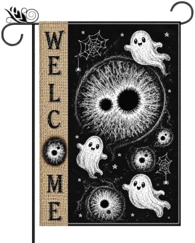 Halloween Garden Flag Ghost Eyeball Gothic Yard Flags for Outside 12x18 by Unknown
