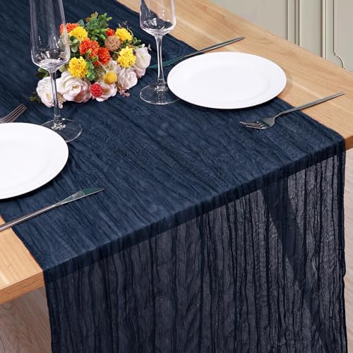 1 Pack Cheesecloth Table Runner 10Ft Christmas Gauze Boho Table Runners for Wedding Decor Bridal Shower Decorations Baby Shower Party(35" x 120") by Home