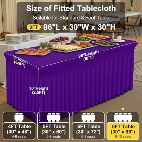 Smiry Spandex Elastic Fitted Table Cloth Skirt for 8FT Rectangle Table - Image 4