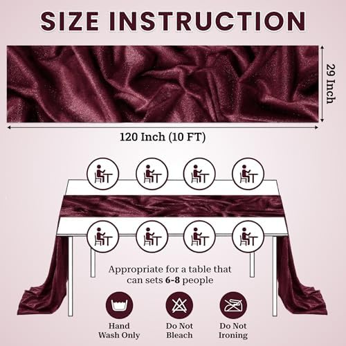 Pack of 20 Chiffon Table Runners 29 x 120 Inch, 10FT Long - Burgundy - Image 3