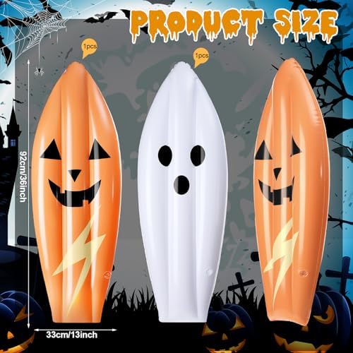 JellyArch 4 Pcs Halloween Inflatable Pool Floats 36 Inch Ghost Surfboard - Image 3