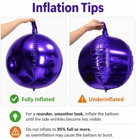 Togvu Purple Round Foil Balloons, 12PCS Different Sizes 4D Metallic Balloon - Image 4