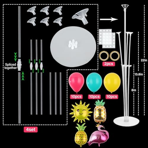 Naozinebi 4 Sets Tropical Birthday Party Balloons Stand Kit Party Decor - Image 2