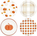 48 PCS Fall Paper Plates 7 inch, Pumpkin Orange Gingham Party Plates Disposable Cake Dessert Plate for Autumn Theme Harvest Thanksgiving Party Decorations (Fall) by Unknown