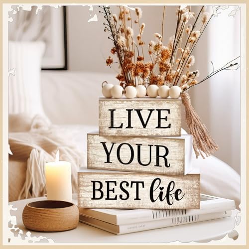 Moucuny 4 Pcs Farmhouse Table Decoration Inspirational Tiered Tray Decor - Image 6