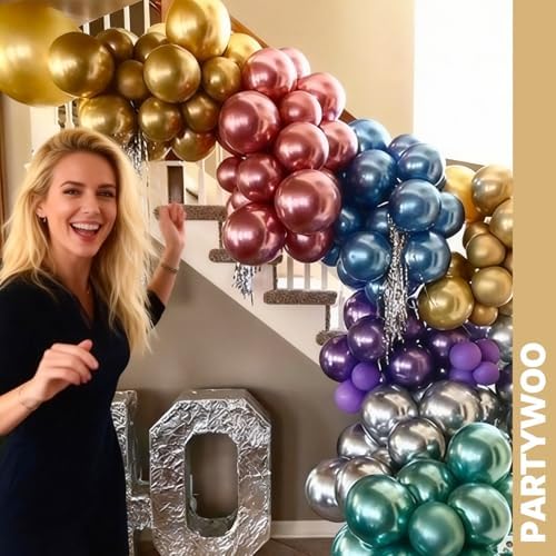 PartyWoo Metallic Balloons 66pcs 12 Inch Metallic Multicolor Balloons - Image 7