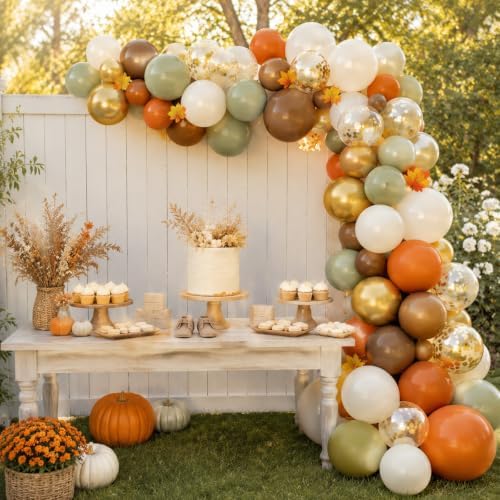 Green Orange Brown Balloons, 50Pcs Fall Balloon for Thanksgiving Party Home - Image 6