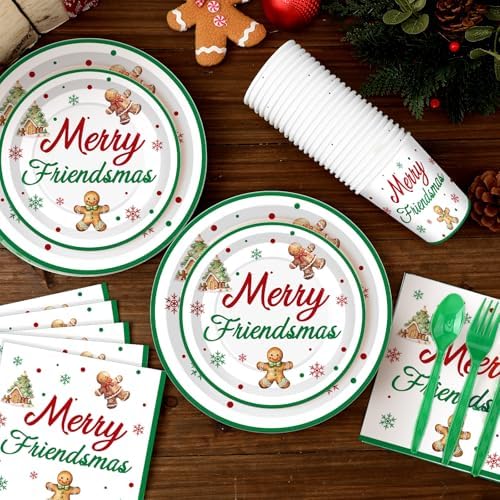 168 Merry Friendsmas Party Supplies Gingerbread Party Decoration - Image 4