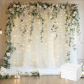 Tulle Backdrop Curtain with Lights 30x8FT Ivory Sheer Curtains by Xiomot