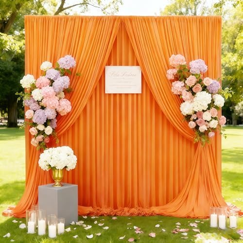 10x10ft Orange Backdrop Curtain Panels for Parties - Wrinkle Free Polyester Photo Curtain Backdrop Wedding Back Drop Fabric Drapes for Party Decorations Background for Photography - Image 4