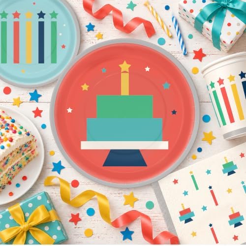Happy Birthday Decorations for Kids, Birthday Plates and Napkins Set for 24 - Image 4