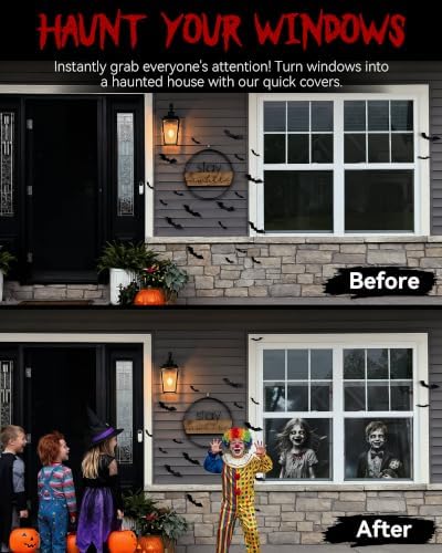 2pcs Halloween Window Cover Decor, Scary Ghost Curtain Outdoor - Image 5